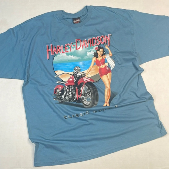 Harley Davidson Men’s 2009 Classic Model Tee Shirt Sz 2X Skate Blue - Picture 1 of 8
